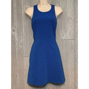 Aqua Black & Blue Striped Rib Knit Dress XS